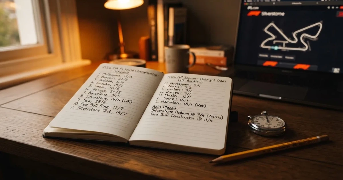 An open notebook with a pencil and a stopwatch on a wooden table