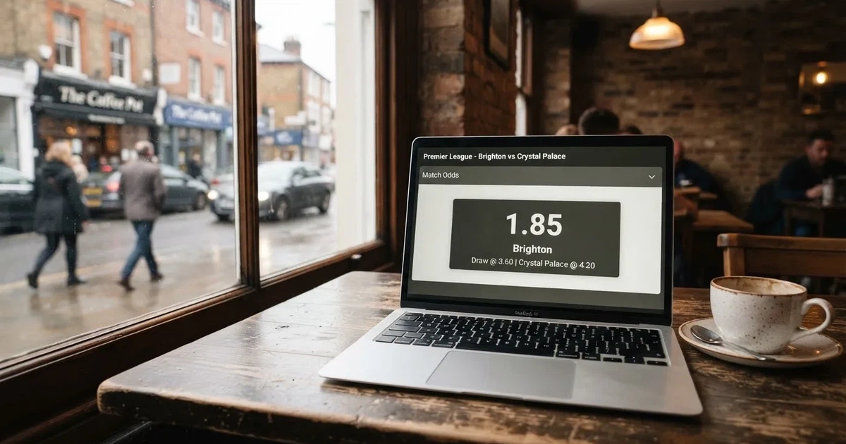 A laptop on a café table by a window onto the street