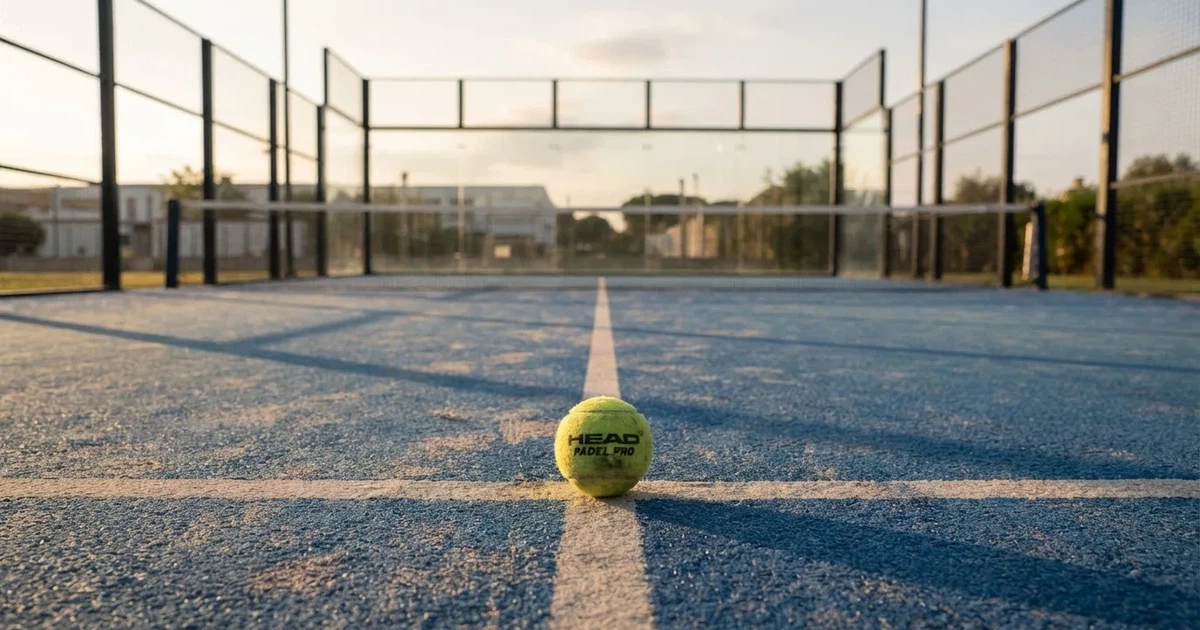 A ball on the centre spot of a grass pitch in morning light